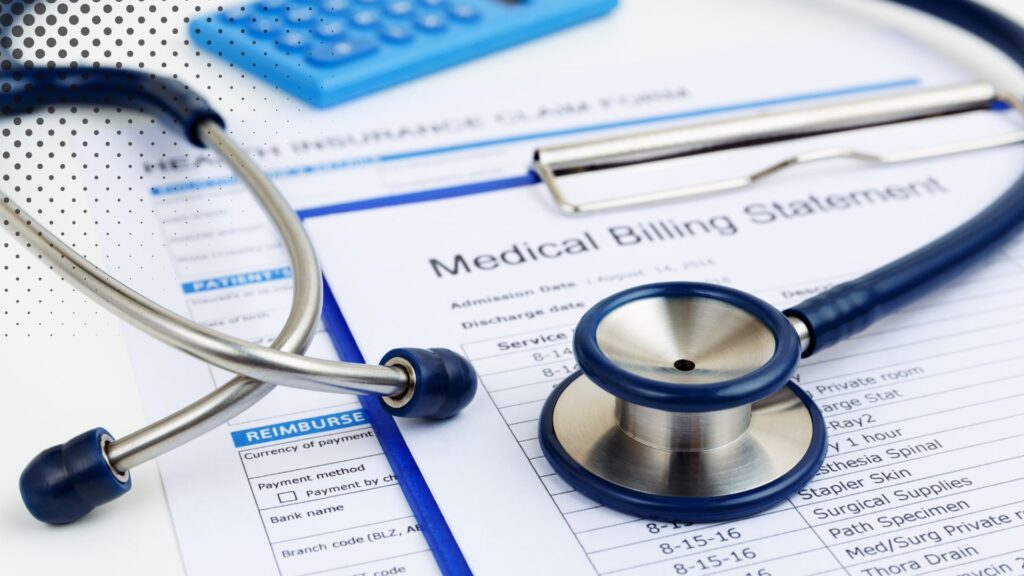 A stack of medical bill expenses